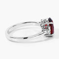 2 Ct Oval Red Mozambique Garnet and Lab Diamond Prong Silver Cocktail Ring by Fine Color Jewels