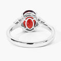 2 Ct Oval Red Mozambique Garnet and Lab Diamond Prong Silver Cocktail Ring by Fine Color Jewels