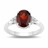 2 Ct Oval Red Mozambique Garnet and Lab Diamond Prong Silver Cocktail Ring