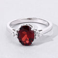 2 Ct Oval Red Mozambique Garnet and Lab Diamond Prong Silver Cocktail Ring by Fine Color Jewels