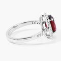 2 Ct Oval Red Mozambique Garnet and Lab Diamond Prong Silver Halo Pave Ring by Fine Color Jewels