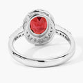2 Ct Oval Red Mozambique Garnet and Lab Diamond Prong Silver Halo Pave Ring by Fine Color Jewels