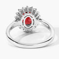 2 Ct Oval Red Mozambique Garnet and Lab Diamond Prong Silver Halo Ring by Fine Color Jewels