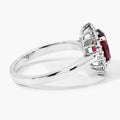 2 Ct Oval Red Mozambique Garnet and Lab Diamond Prong Silver Halo Ring by Fine Color Jewels