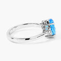 2 Ct Oval Swiss Blue Topaz and Lab Diamond Prong Silver Cocktail Ring by Fine Color Jewels