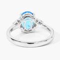 2 Ct Oval Swiss Blue Topaz and Lab Diamond Prong Silver Cocktail Ring by Fine Color Jewels