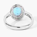2 Ct Oval Swiss Blue Topaz and Lab Diamond Prong Silver Halo Pave Ring by Fine Color Jewels