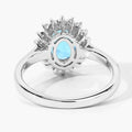 2 Ct Oval Swiss Blue Topaz and Lab Diamond Prong Silver Halo Ring by Fine Color Jewels
