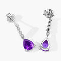 2 Ct Pear Purple Amethyst & Lab Diamond Prong Silver Teardrop Dangle Earrings by Fine Color Jewels