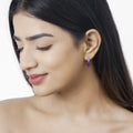2 Ct Pear Purple Amethyst & Lab Diamond Prong Silver Teardrop Dangle Earrings by Fine Color Jewels