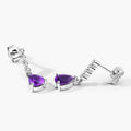 2 Ct Pear Purple Amethyst & Lab Diamond Prong Silver Teardrop Dangle Earrings by Fine Color Jewels