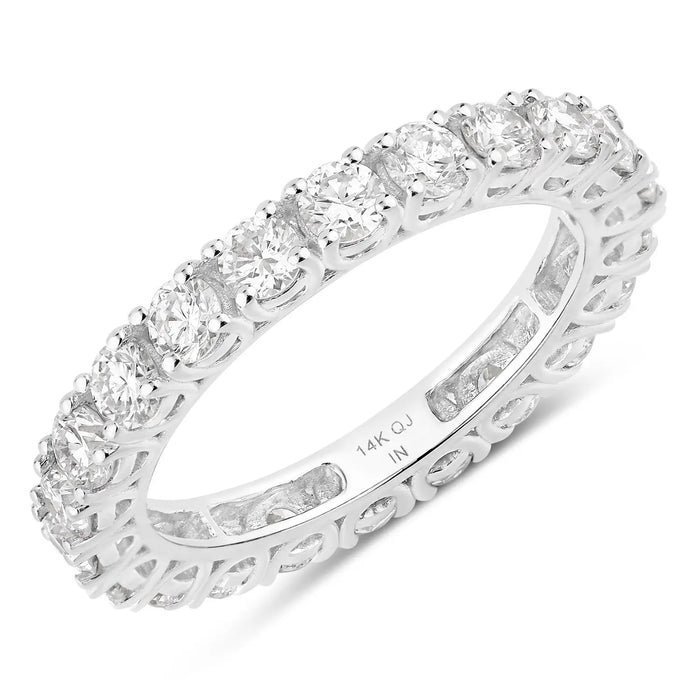 2 ct Round Lab Grown Diamond Prong 14K White Gold Eternity Band Ring by Fine Color Jewels