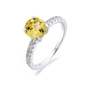 2 Ct Round Yellow Sapphire Prong Rhodium over Silver Solitaire Ring by Fine Color Jewels