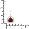 2 Ct Trillion Red Garnet and Lab Diamond Prong Silver Halo Pendant Necklace by Fine Color Jewels