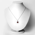 2 Ct Trillion Red Garnet and Lab Diamond Prong Silver Halo Pendant Necklace by Fine Color Jewels