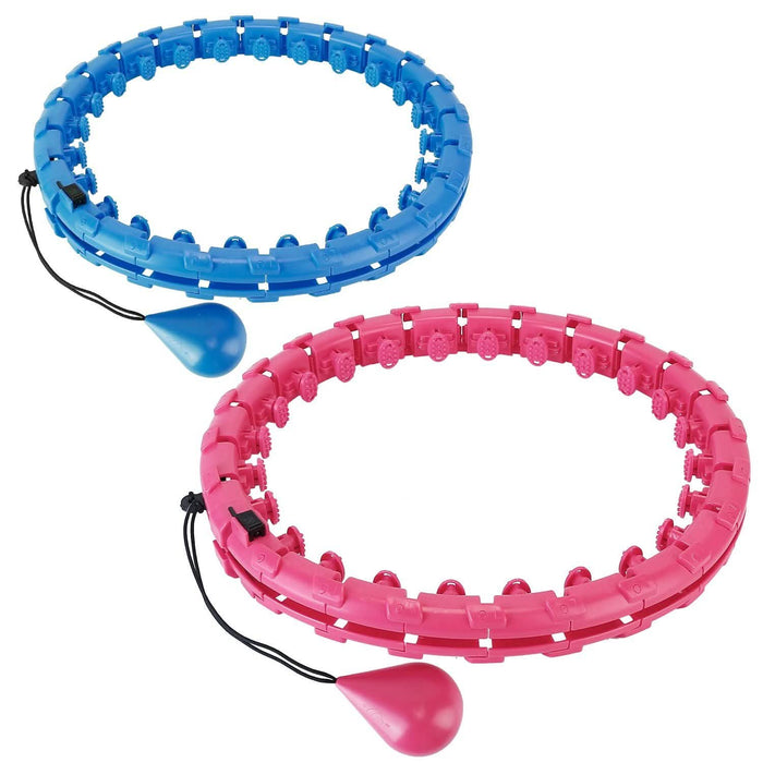 2-in-1 Fitness Hoop 24 Knots Abdomen Fitness Massage Hoops Weighted with 360 Auto Spinning Ball Detachable Knots by DailySale