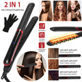 2-in-1 Twist Hair Straightener Ceramic Plate Hair Curler with Temperature Adjust LCD Display by DailySale