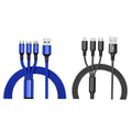 2-Pack: 3-in-1 Nylon Braided 4FT 3A Charging Cable by DailySale