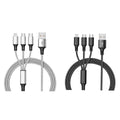 2-Pack: 3-in-1 Nylon Braided 4FT 3A Charging Cable by DailySale