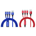2-Pack: 3-in-1 Nylon Braided 4FT 3A Charging Cable by DailySale