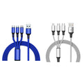 2-Pack: 3-in-1 Nylon Braided 4FT 3A Charging Cable by DailySale