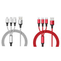 2-Pack: 3-in-1 Nylon Braided 4FT 3A Charging Cable by DailySale