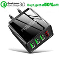 2-Pack: 3 Port LED Fast Quick Charge QC 3.0 USB Hub Display Wall Charger Adapter US Plug by DailySale
