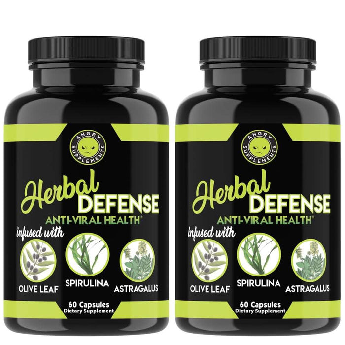 2-Pack: Angry Supplements Herbal Defense Anti Viral Immune Support, Spirulina Olive Leaf by DailySale