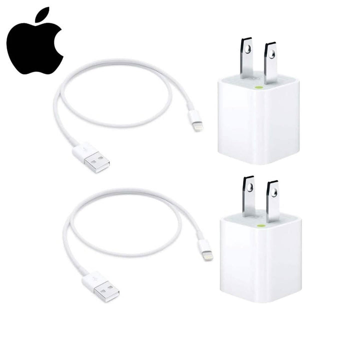 2 Pack Apple Original 5W USB Power Adapter and 2 Pack Apple OEM Lighting to USB Cable (3.3 ft) by DailySale