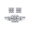 2-Pack: Cushion Cut Studs and Cushion Cut Ring with Side Stones