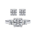 2-Pack: Cushion Cut Studs and Cushion Cut Ring with Side Stones by DailySale