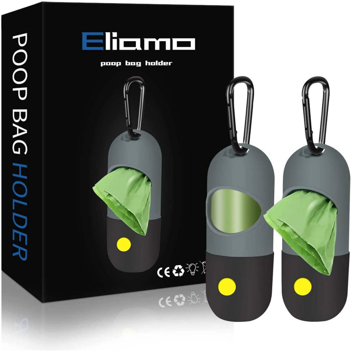 2-Pack: Dog Poop Bag Dispenser with Built-in LED Flashlight by DailySale