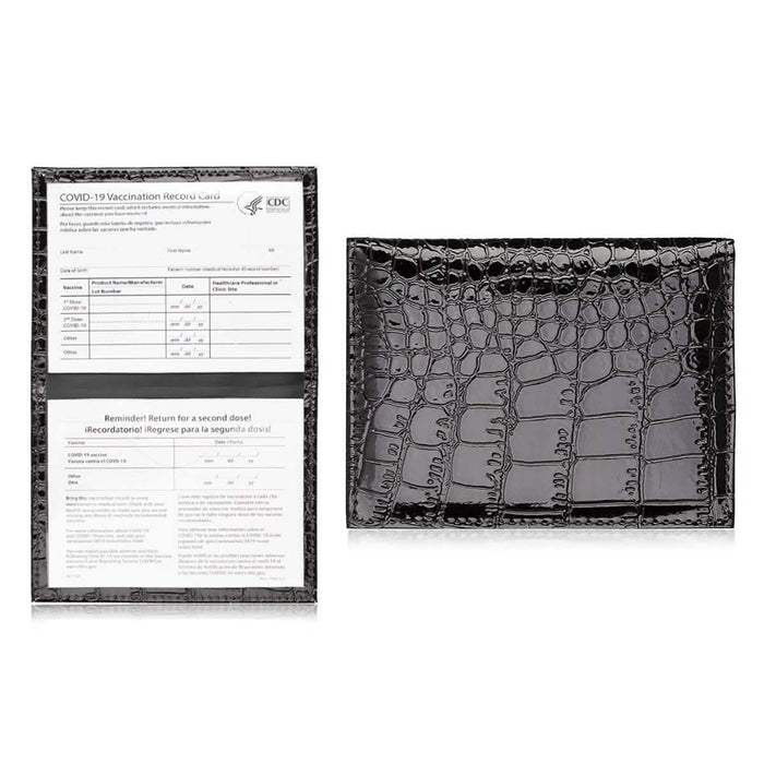 2-Pack: Faux Crocodile Leather Bling CDC Vaccination Card Immunization Record Protector Holder Passport by DailySale