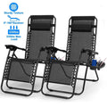 2-Pack: Foldable Zero Gravity Lounge Chair with Dual Side Tray
