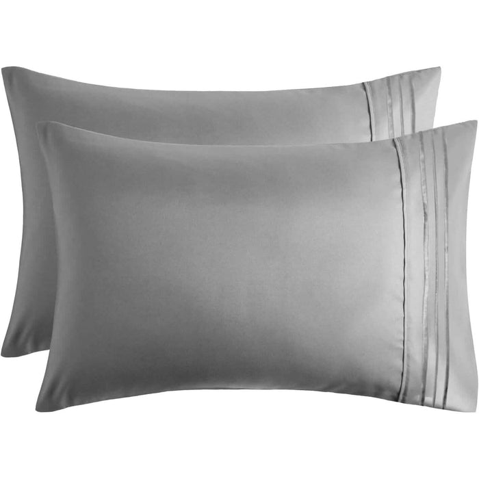 2-Pack: Hannah Linen Microfiber Pillowcases Breathable & Envelop Closure Pillow Covers Set by DailySale