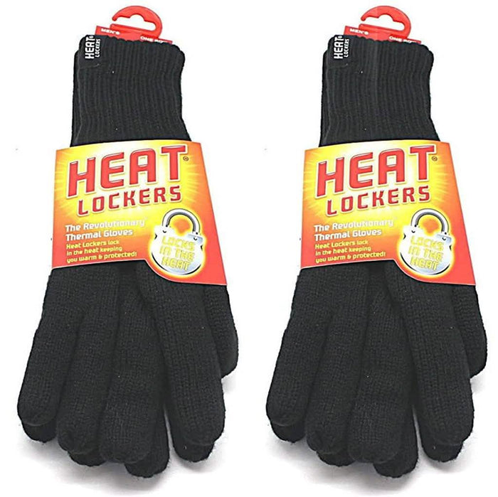 2-Pack: Heat Lockers Mens Black Thermal Gloves with Insulation Lining by DailySale