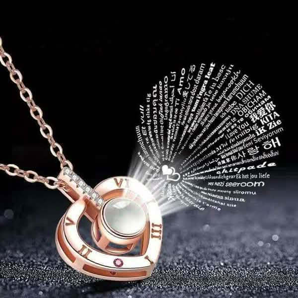 2-Pack: I Love You In 100 Languages Necklace Micro-engraved Light Projection Pendant by DailySale