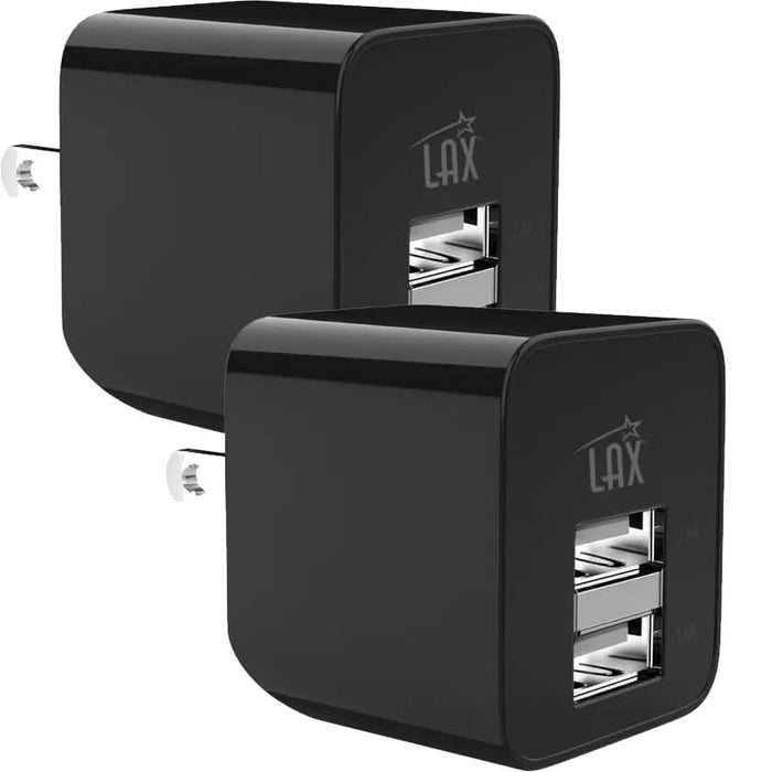2-Pack: LAX Dual USB 2.4A Wall Charger - Ultra Compact by DailySale