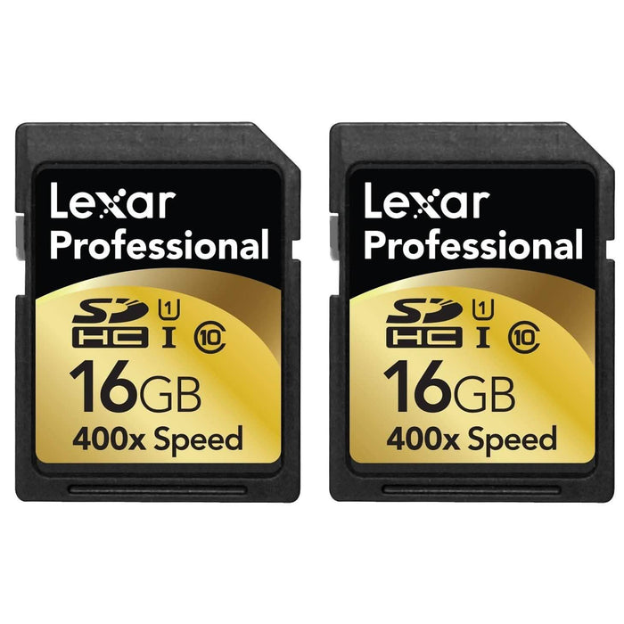 2-Pack: Lexar Professional 400x 16GB SDHC UHS-I Flash Memory Card by DailySale