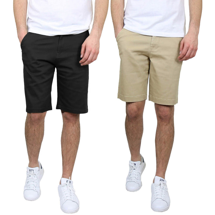 2-Pack: Men's 5-Pocket Flat-Front Slim-Fit Stretch Chino Shorts by DailySale