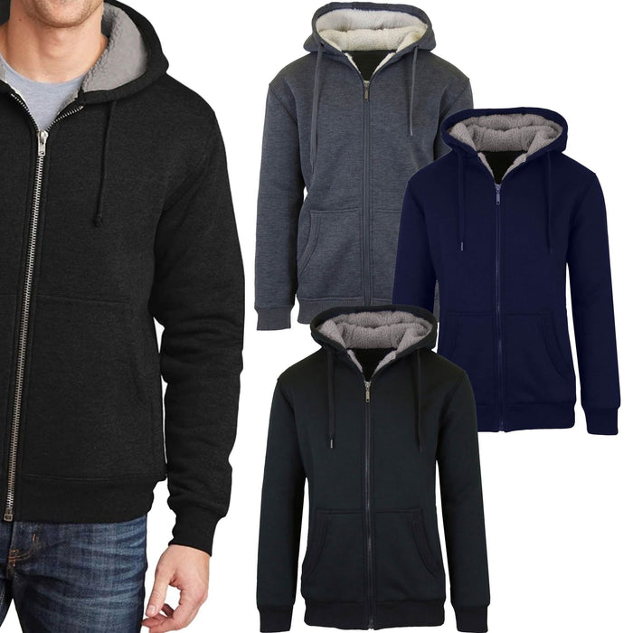 2-Pack: Men's Heavyweight Sherpa Fleece-Lined Zip Hoodie Sweater by DailySale