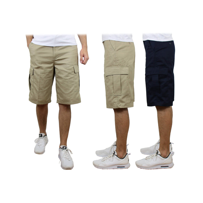 2-Pack: Men's Non-Belted Premium Cotton Blend Cargo Shorts by DailySale