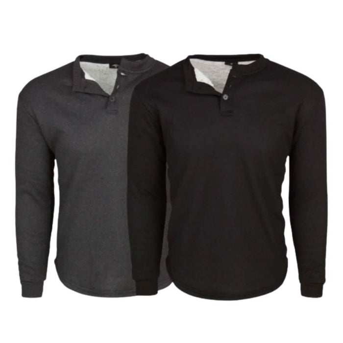2-Pack: Men's Sherpa-Lined Waffle Thermal Henley Shirts by DailySale