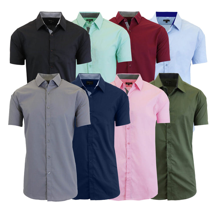 2-Pack: Men's Slim Fit Short Sleeve Dress Shirts by DailySale