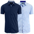 2-Pack: Men's Slim Fit Short Sleeve Dress Shirts by DailySale