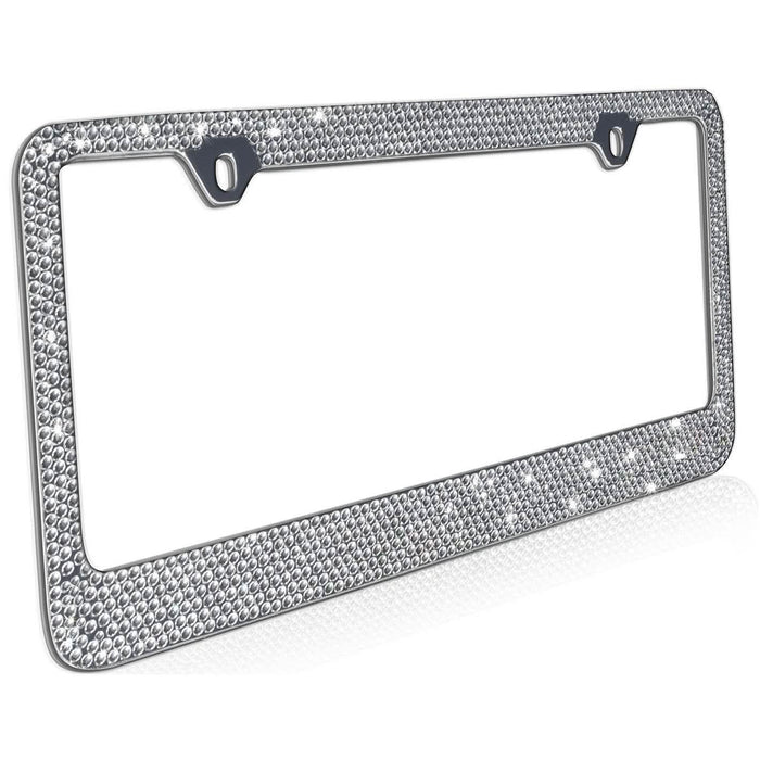 2-Pack: Metal License Plate Frame Bling RhineStones Chrome Swarovski Crystal Diamond by DailySale