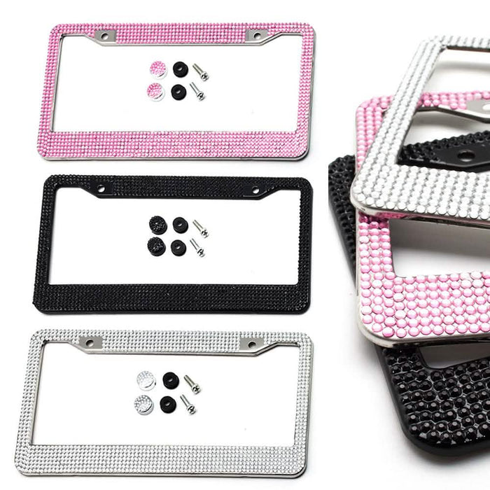 2-Pack: Metal License Plate Frame With Glitter Bling Rhinestone Diamonds by DailySale