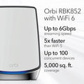 2-Pack: Netgear Orbi Whole Home Tri-band Mesh WiFi 6 System RBK852 Router (Refurbished) by DailySale