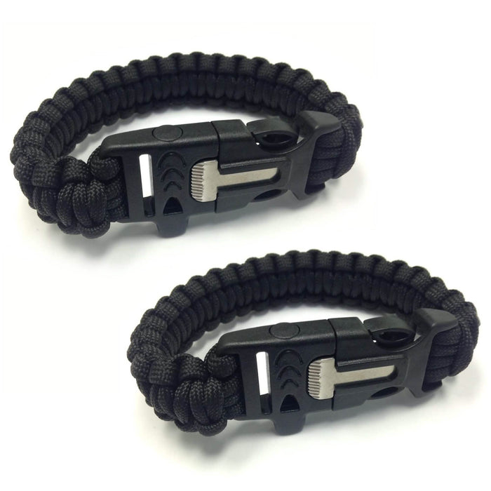 2-Pack: Paracord Survival Bracelet with Flint Scraper, Whistle and Cutting Tool by DailySale