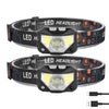 2-Pack: Rechargeable Motion Sensor Headlamp 6 Light Modes Headlight